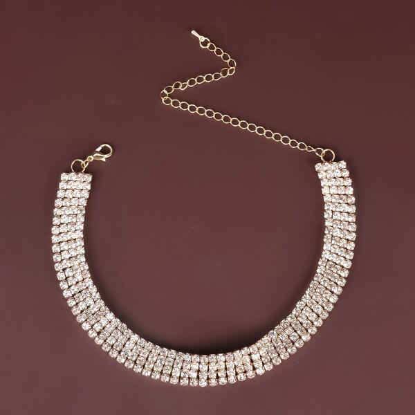

Rhinestone Decor Necklace, Gold
