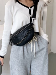 Riñonera trenzada con manija - Negro - Ver 2