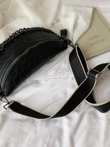 Riñonera trenzada con manija - Negro - Ver 4