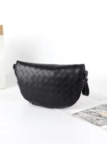 Riñonera trenzada con manija - Negro - Ver 5