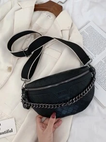 Riñonera trenzada con manija - Negro - Ver 6