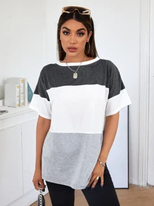 SHEIN Essnce Áo thun Khối Màu Giải trí - Nhiều màu - Xem 1