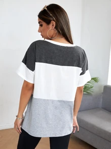 SHEIN Essnce Áo thun Khối Màu Giải trí - Nhiều màu - Xem 2