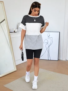 SHEIN Essnce Áo thun Khối Màu Giải trí - Nhiều màu - Xem 3