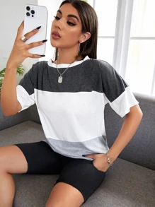 SHEIN Essnce Áo thun Khối Màu Giải trí - Nhiều màu - Xem 5