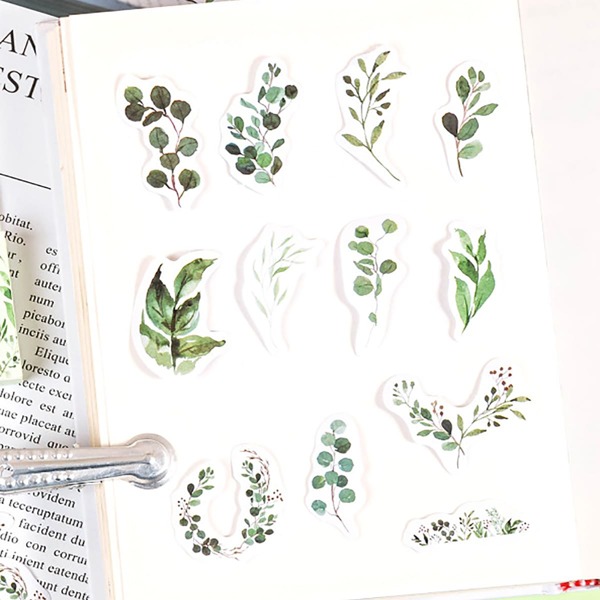 

46pcs Leaf Print Sticker, Multicolor