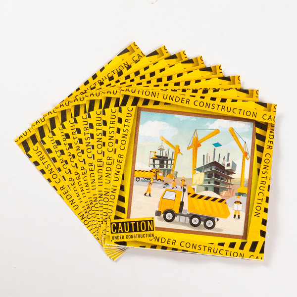 

20pcs Constructing Pattern Disposable Napkin, Yellow