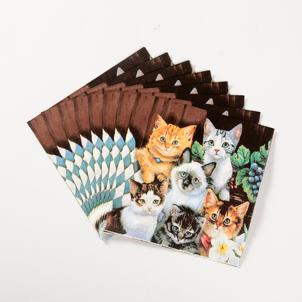 

20pcs Cat Print Disposable Napkin, Multicolor