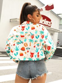 Meikearts 圖案印花翻蓋細節夾克 - 白色 - 查看 2