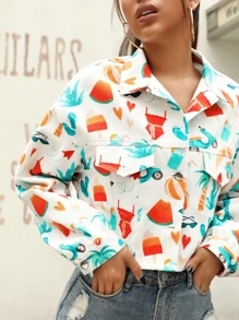 Meikearts 圖案印花翻蓋細節夾克 - 白色 - 查看 4