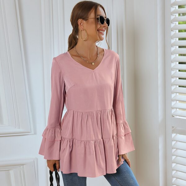 

Flounce Sleeve Smock Top, Dusty pink