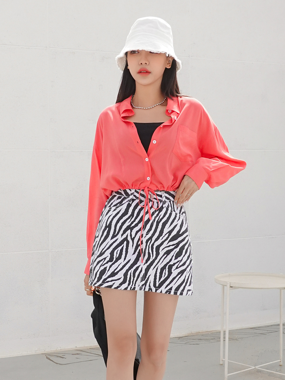 Drop Shoulder Drawstring Hem Shirt