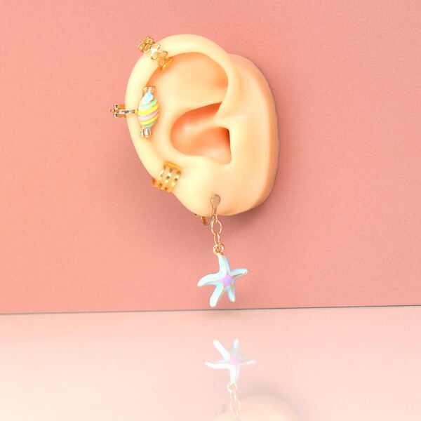 

4pcs Girls Starfish & Candy Decor Earring, Multicolor