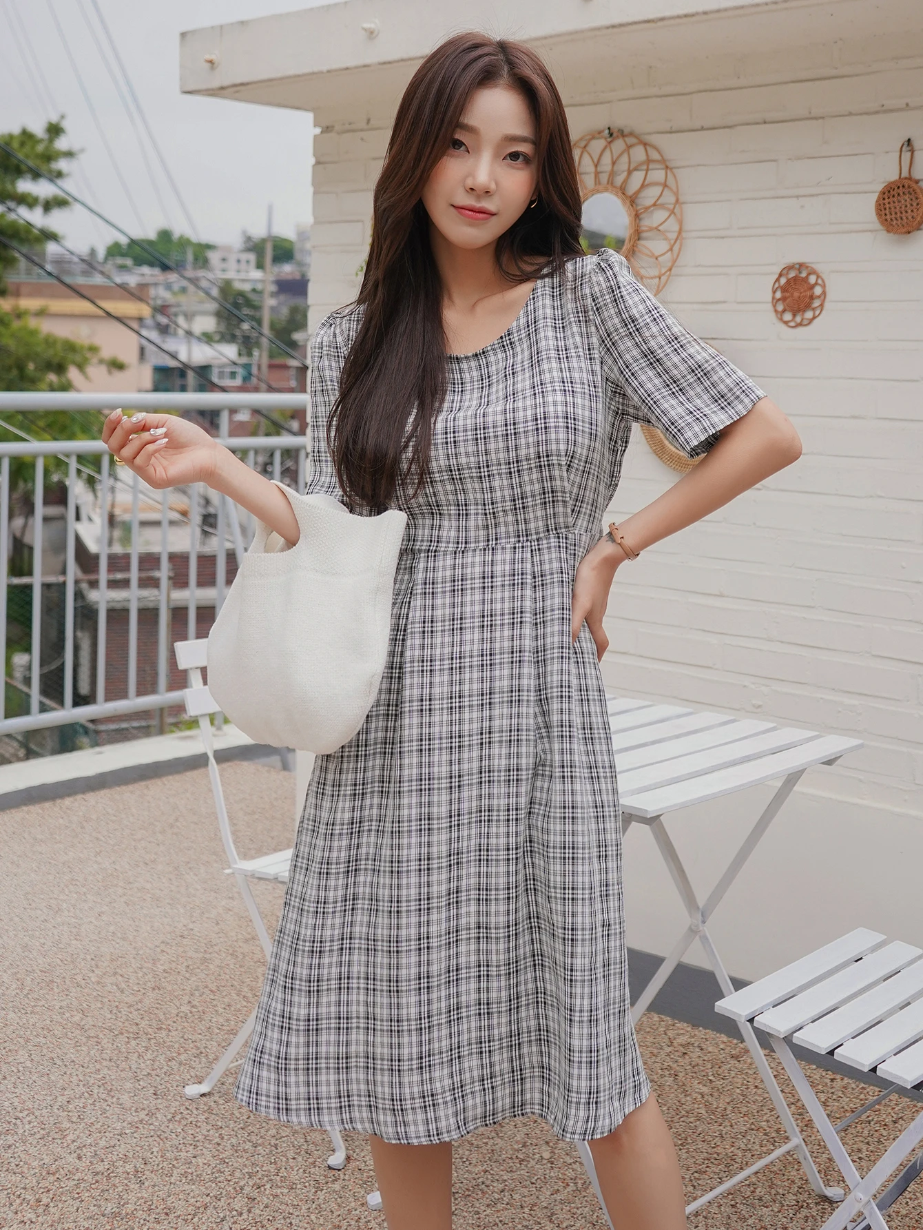 Dazy 格子柄 Aライン ワンピース