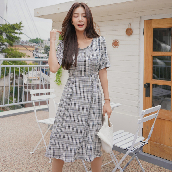 

Plaid Print A-line Dress, Multicolor