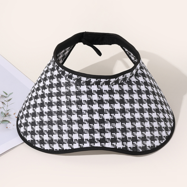 

Hollow Out Sun Hat, Black and white