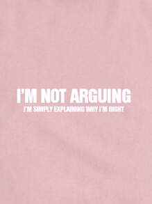 INAWLY 標語圖案小圓領T恤 - 淺粉色 - 查看 3