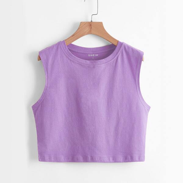 

Solid Crop Tank Top, Purple