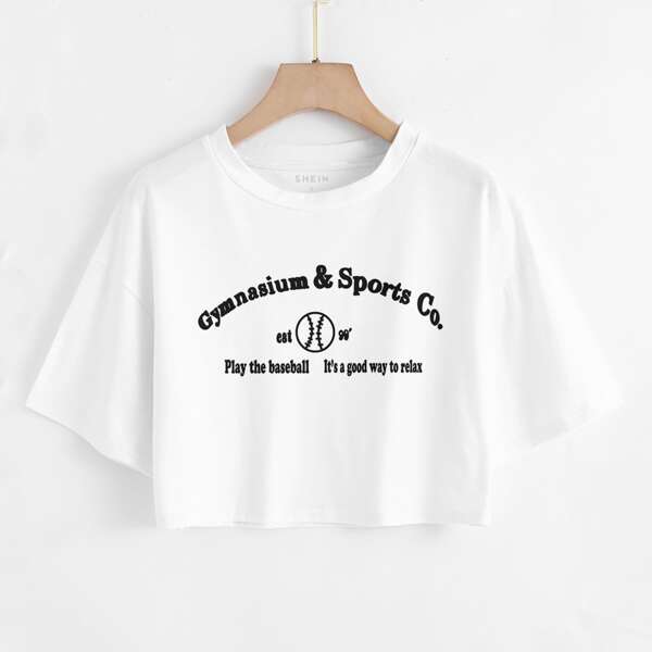 

Slogan Graphic Crop Tee, White