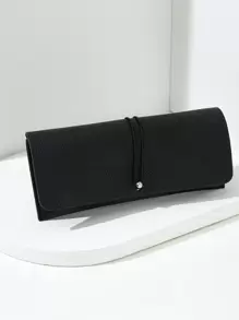 1 dây da PU màu trơn kiểu dáng cổ điển đơn giản Hộp đựng kính - màu đen - Xem 1