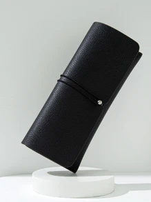 1 dây da PU màu trơn kiểu dáng cổ điển đơn giản Hộp đựng kính - màu đen - Xem 2