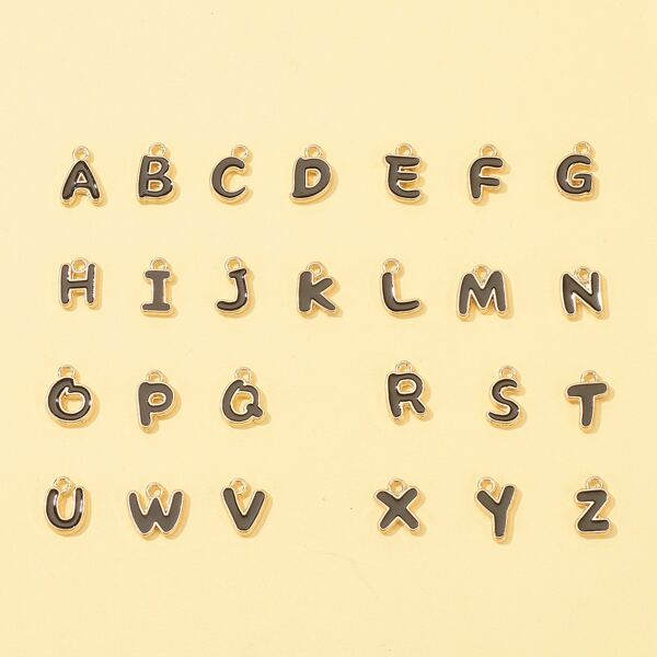 

26pcs Letter Pendant DIY Jewelry Accessories, Black