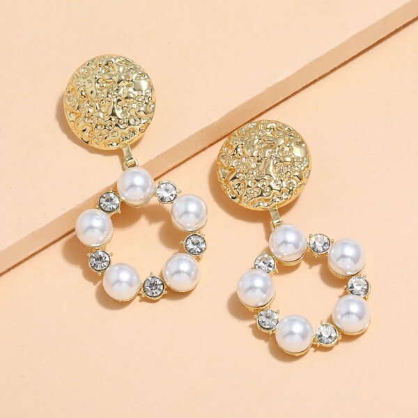 

Faux Pearl Drop Earrings, Gold