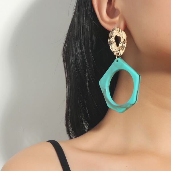 

Geometric Drop Earrings, Green