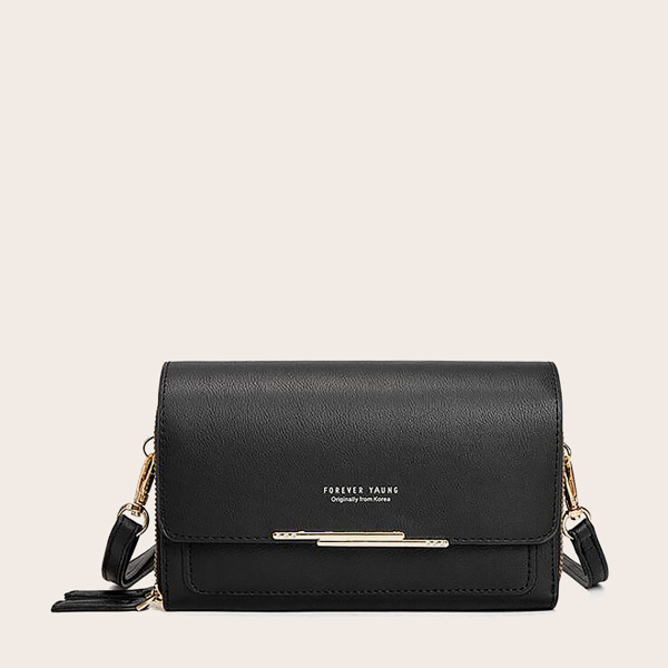 

Letter Graphic Crossbody Bag, Black
