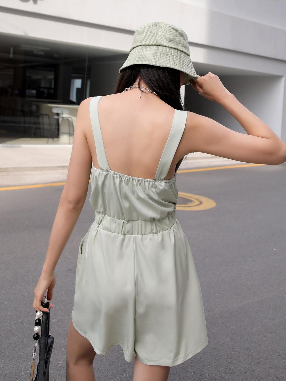 Backless Wide Leg Cami Romper