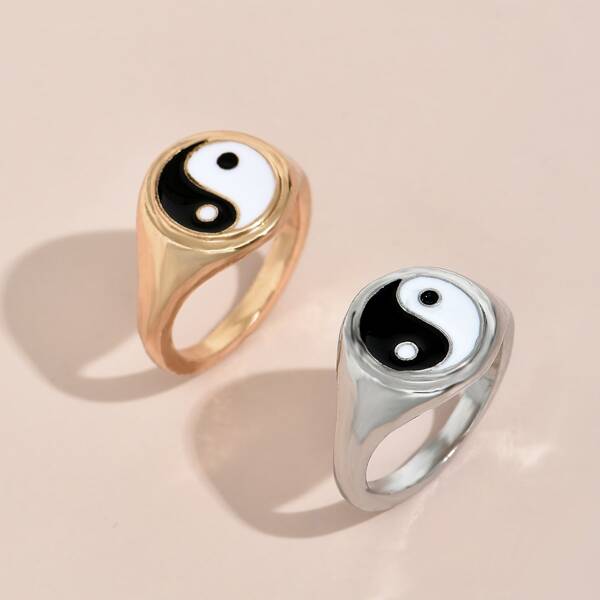 

2pcs Yin & Yang Ring, Multicolor
