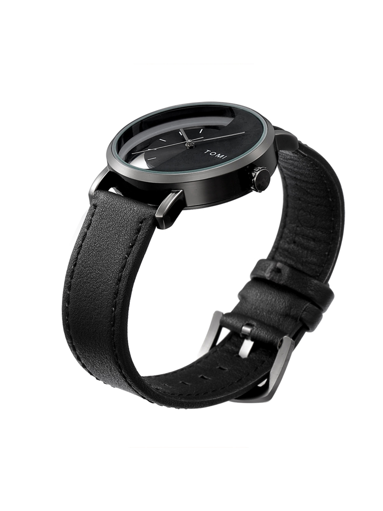 1 条 TOMI 男士简约时尚透视半脸皮带，适合日常生活、节日、返校、万圣节 - 黑色 - 查看 3