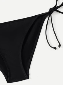 SHEIN Swim Summer Beach Halter Triangle Tie Side Bikini - Black - View 4