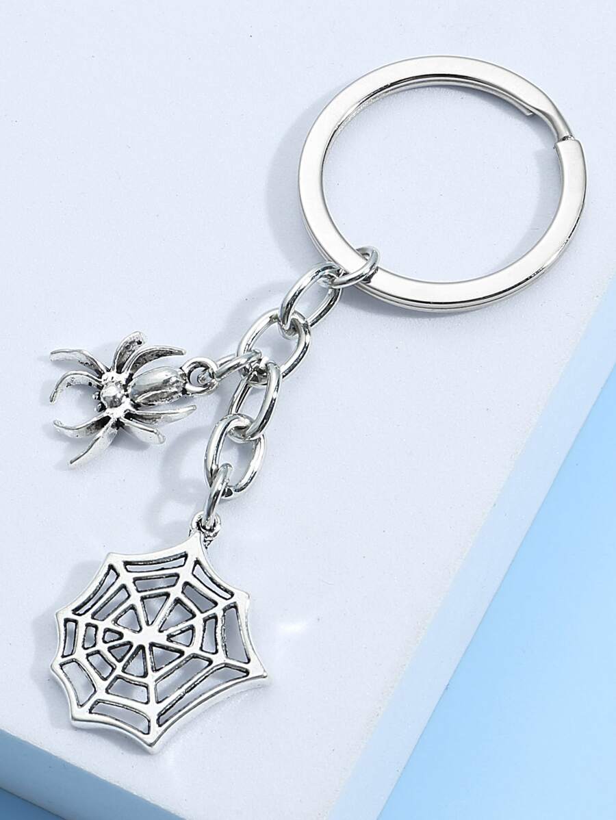 Móc khóa Spider Charm dùng làm quà tặng, ví, cặp đi học, ba lô và túi xách - Bạc - Xem 1