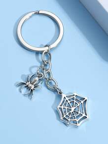 Móc khóa Spider Charm dùng làm quà tặng, ví, cặp đi học, ba lô và túi xách - Bạc - Xem 3