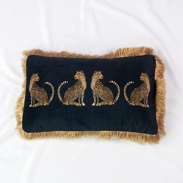 

Leopard Print Lumbar Pillowcase Without Filler, Black