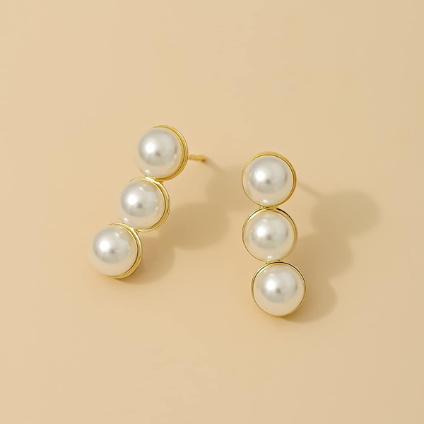 

Faux Pearl Decor Earrings, Gold