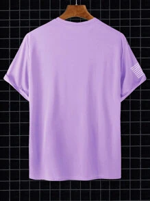 Manfinity Homme Men Letter Graphic Short Sleeve Tee - Lilac Purple - View 2