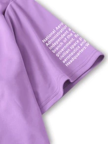 Manfinity Homme Men Letter Graphic Short Sleeve Tee - Lilac Purple - View 3
