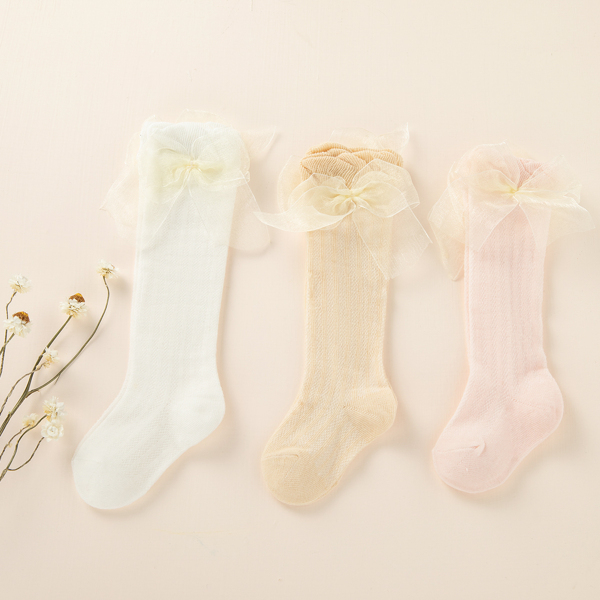 

3pairs Baby Bow Decor Socks, Multicolor