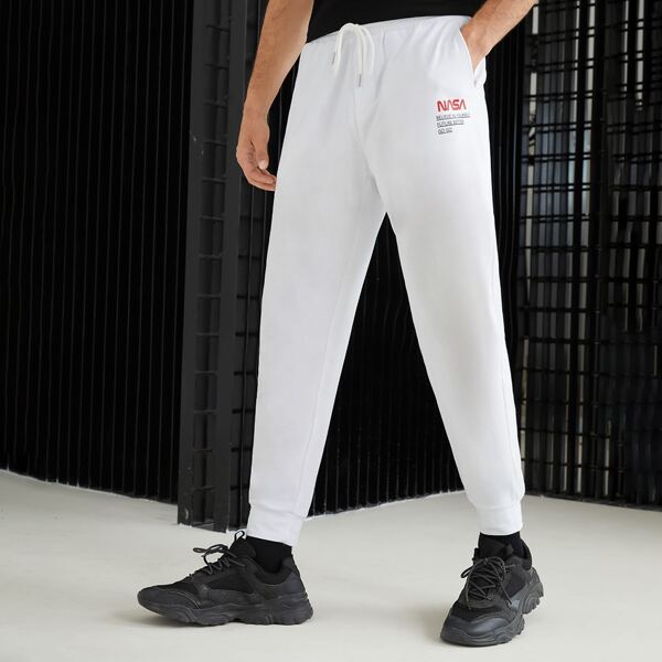 

Men Slogan Graphic Joggers, White
