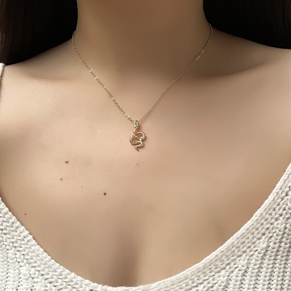 

Snake Charm Necklace, Gold