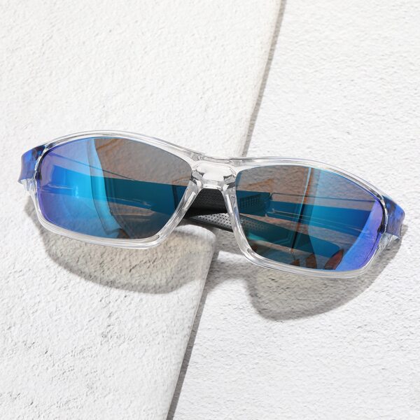 

Men Clear Frame Polarized Sunglasses, Baby blue