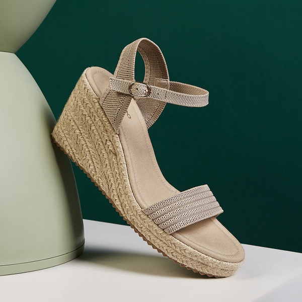 

Ankle Strap Espadrille Wedge Sandals, Apricot