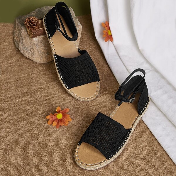

Open Toe Strappy Sandals, Black