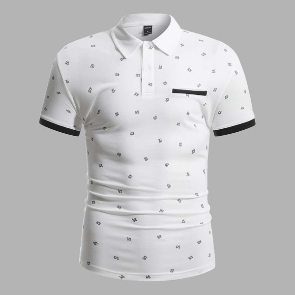 

Men Contrast Trim Cactus Polo Shirt, White