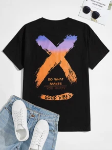 Manfinity VCAY Tops Nam Slogan Đường phố - màu đen - Xem 1