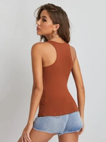 SHEIN Unity Solid Tank Top - Brown - View 2