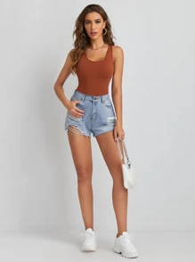 SHEIN Unity Solid Tank Top - Brown - View 4