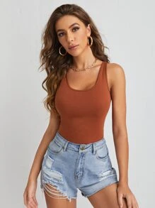 SHEIN Unity Solid Tank Top - Brown - View 5